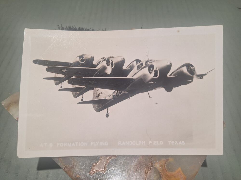 WWII Aircraft Formation RPPC EKC Randolph Field Training Photo Postcard